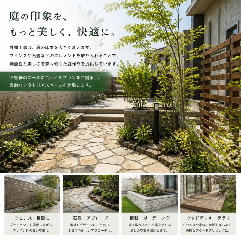 外構工事で庭をさらに引き立てる