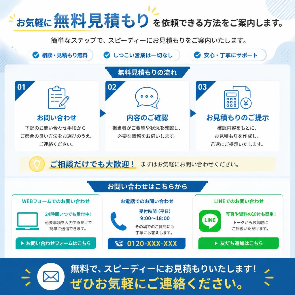 無料見積もり・お問合せは今すぐ！
