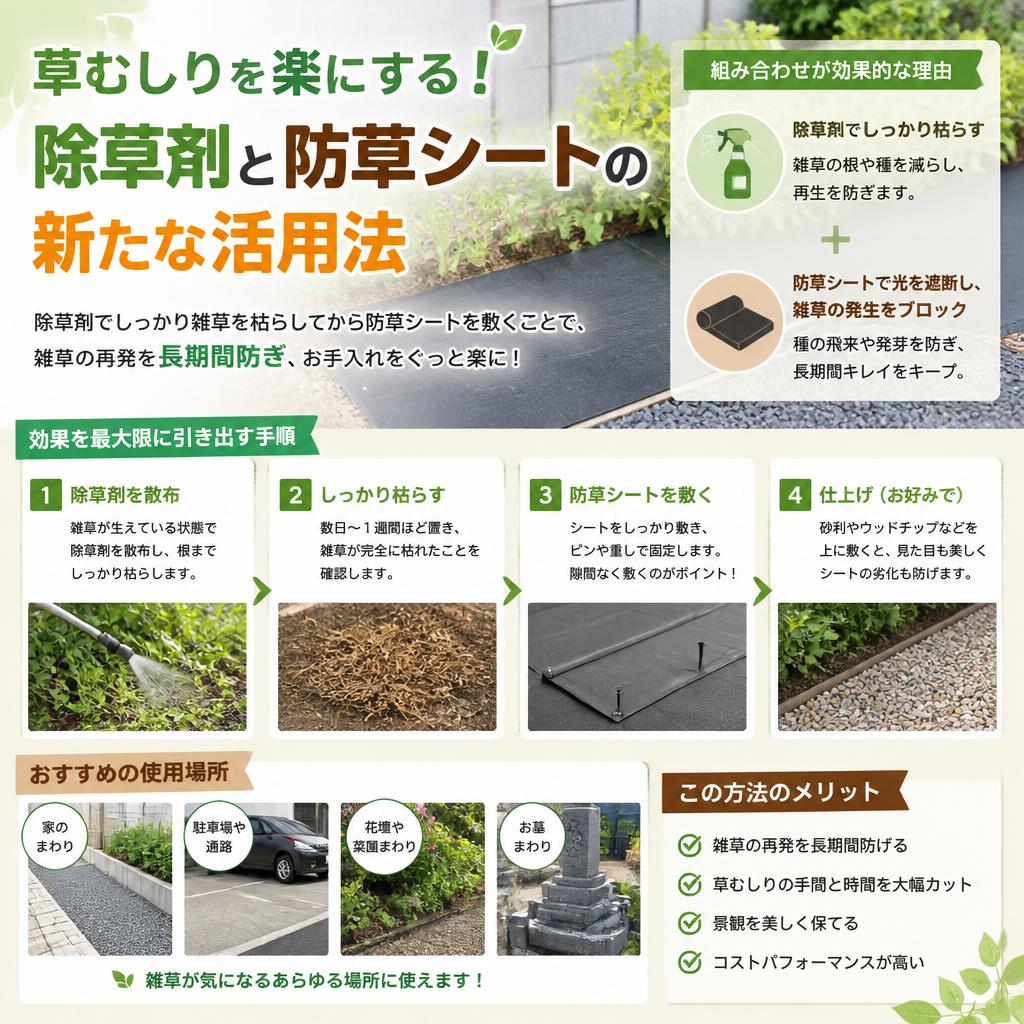 草むしりを楽にする！除草剤と防草シートの新たな活用法