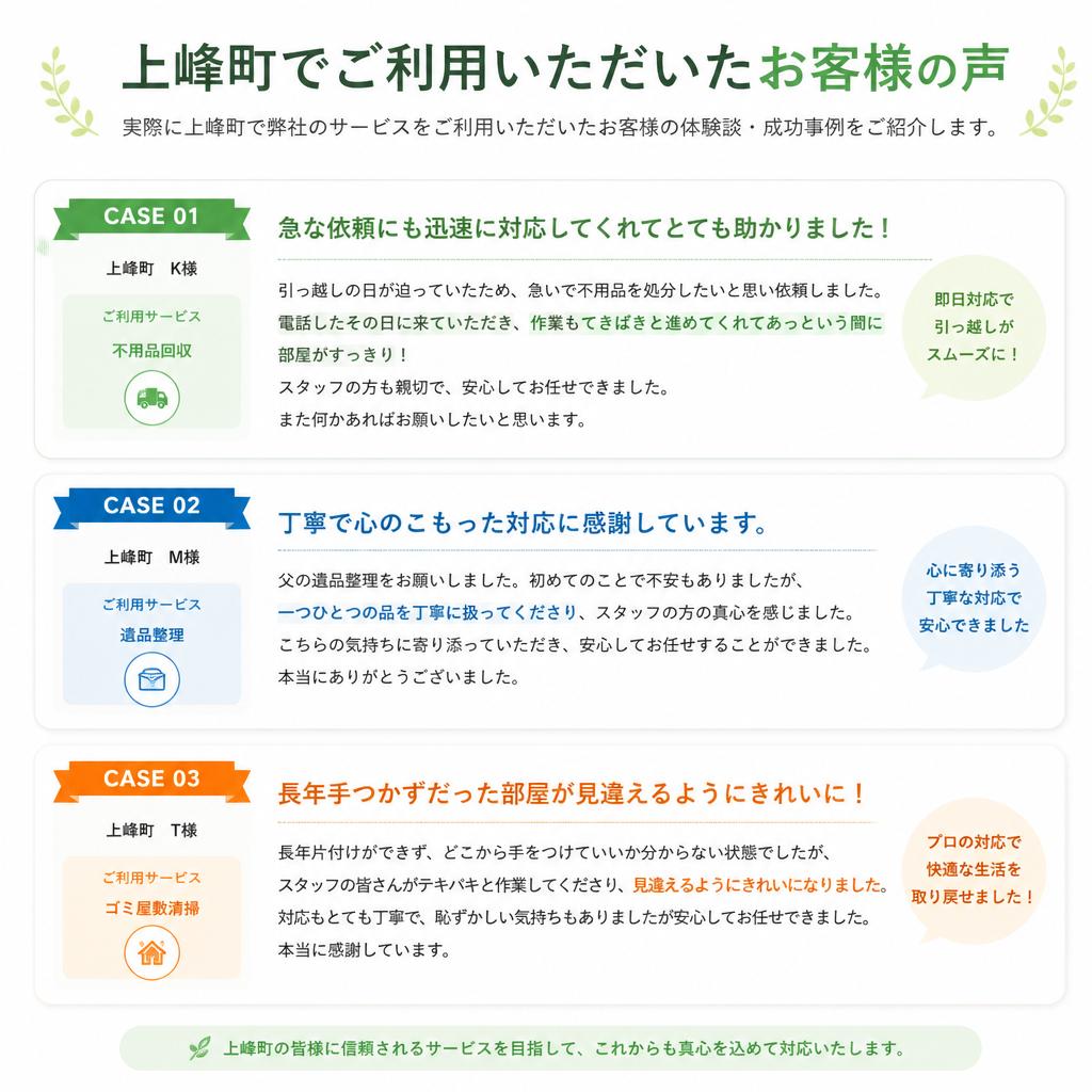 成功事例：上峰町のお客様の声