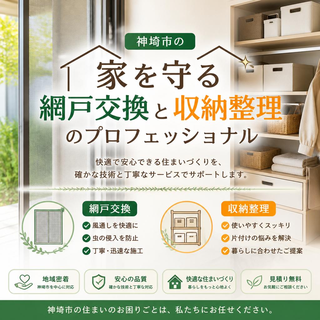 神埼市の家を守る網戸交換と収納整理のプロフェッショナル