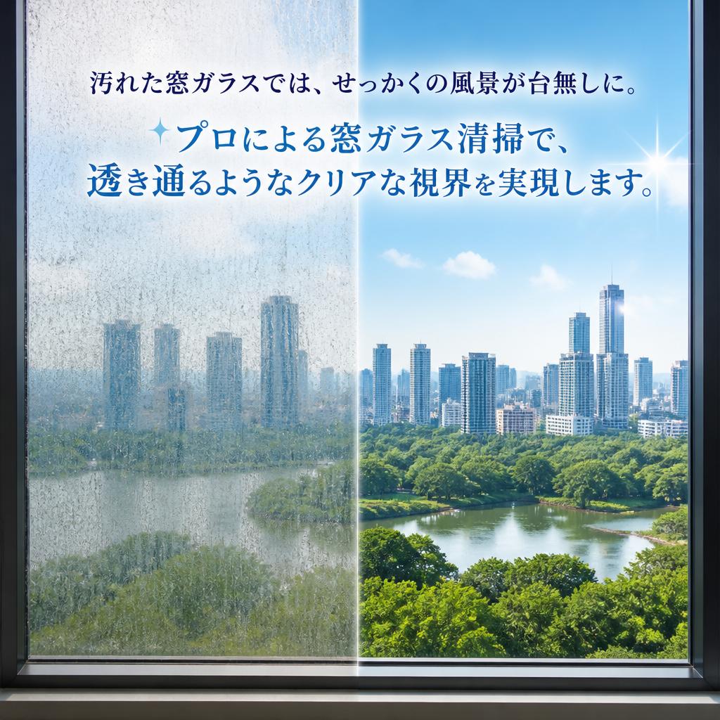窓ガラス清掃でクリアな視界を