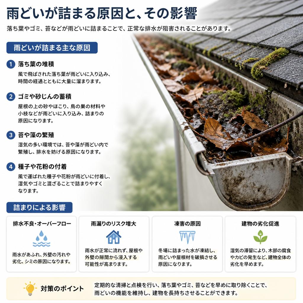 2. 雨どいの詰まりの原因とは？