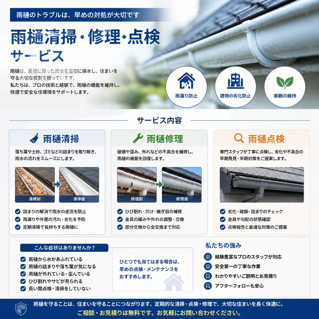 3. 当社の雨樋清掃・修理サービス