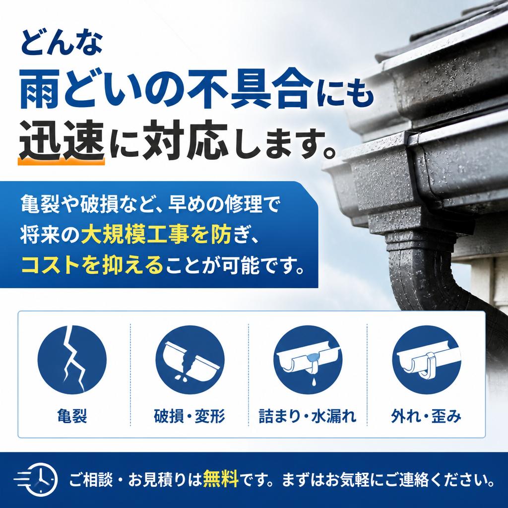 迅速な雨どい修理対応