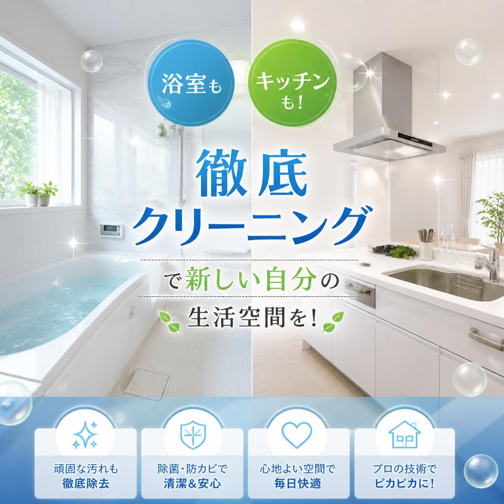 浴室もキッチンも！徹底クリーニングで新しい自分の生活空間を！