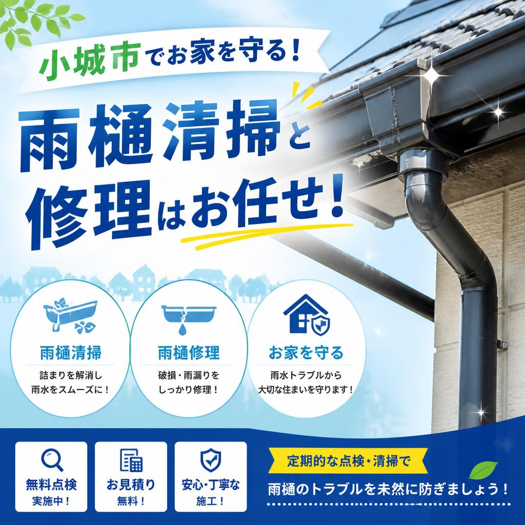 小城市でお家を守る！雨樋清掃と修理はお任せ！