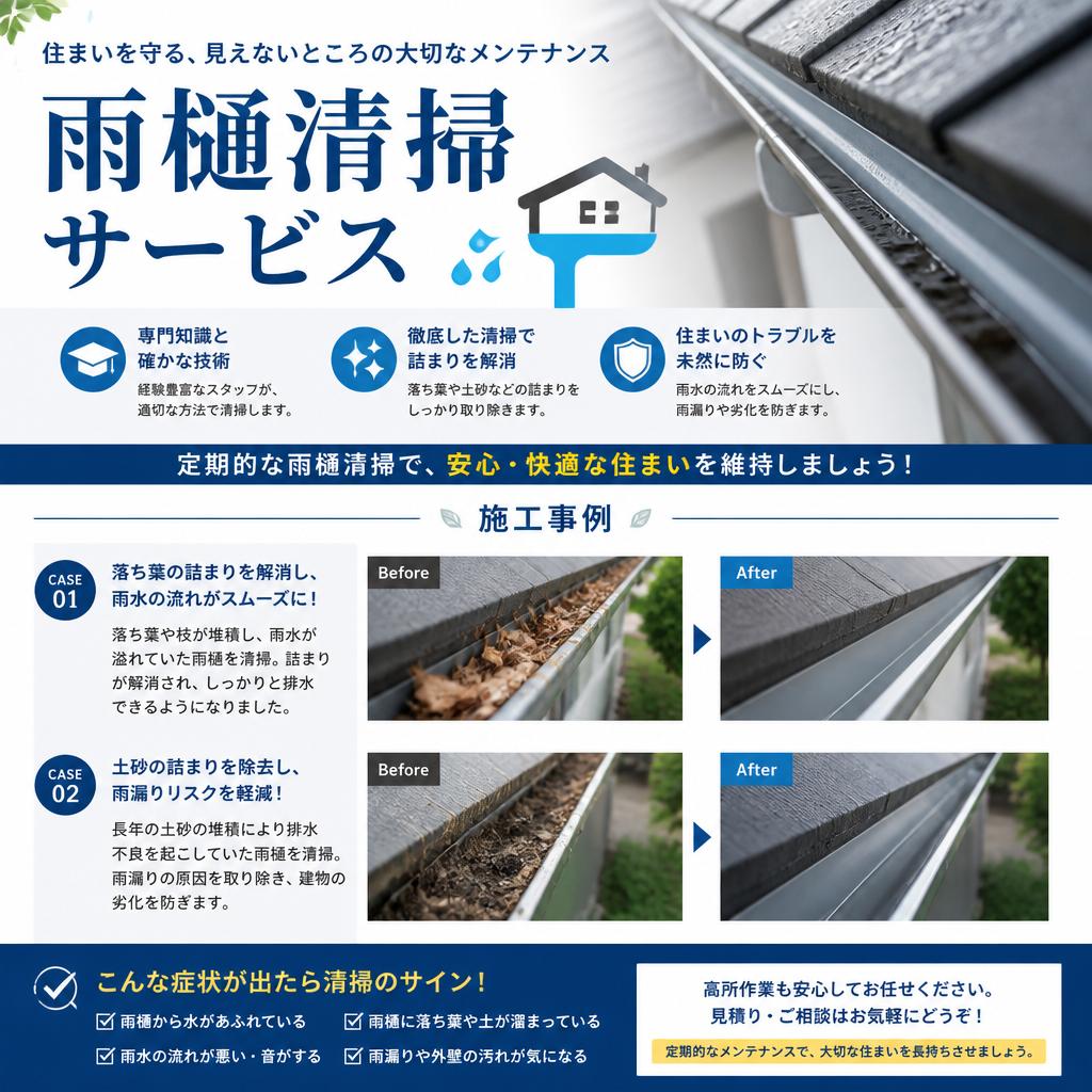 信頼の雨樋清掃サービス