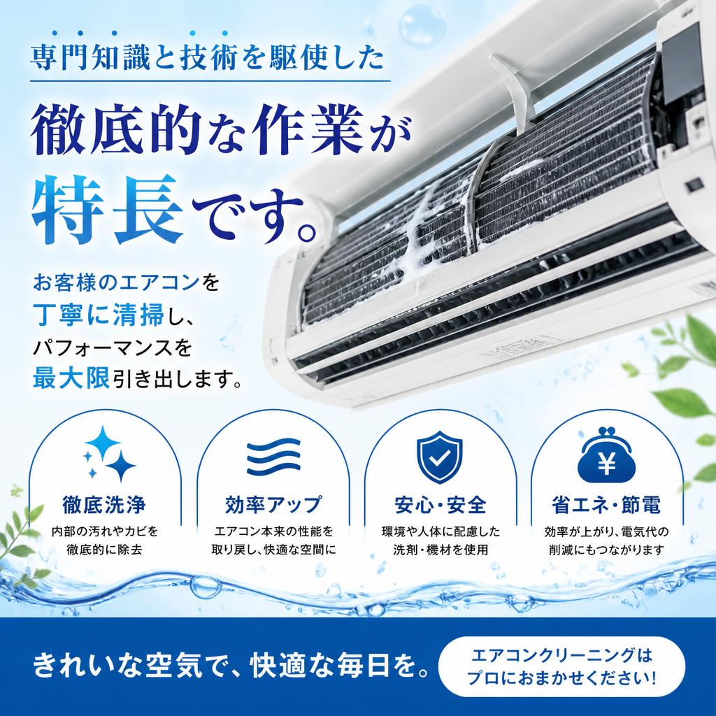 当社のエアコンクリーニングの特長