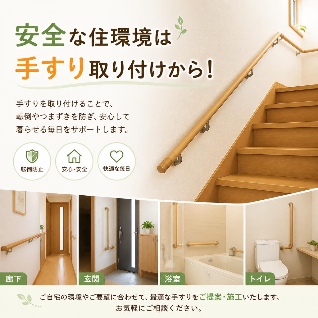 安全な住環境は手すり取り付けから！