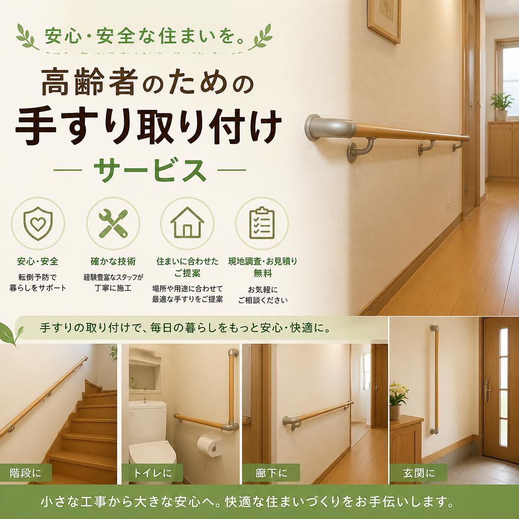安心・安全な住まいを。高齢者のための手すり取り付けサービス