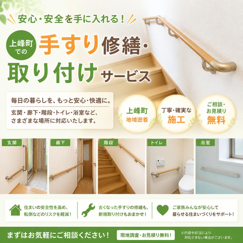 安心・安全を手に入れる！上峰町での手すり修繕・取り付けサービス