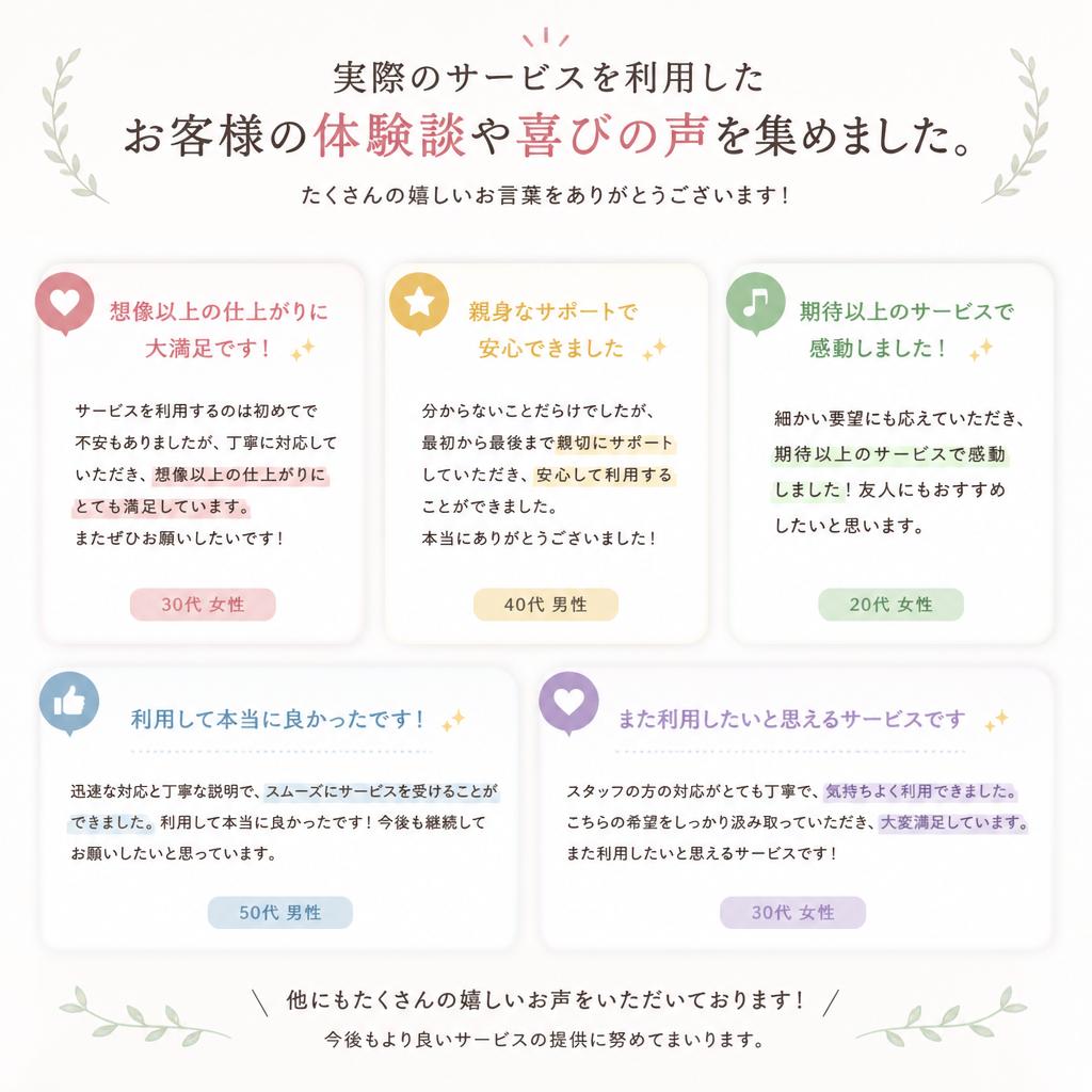 お客様の声：実際の成功事例