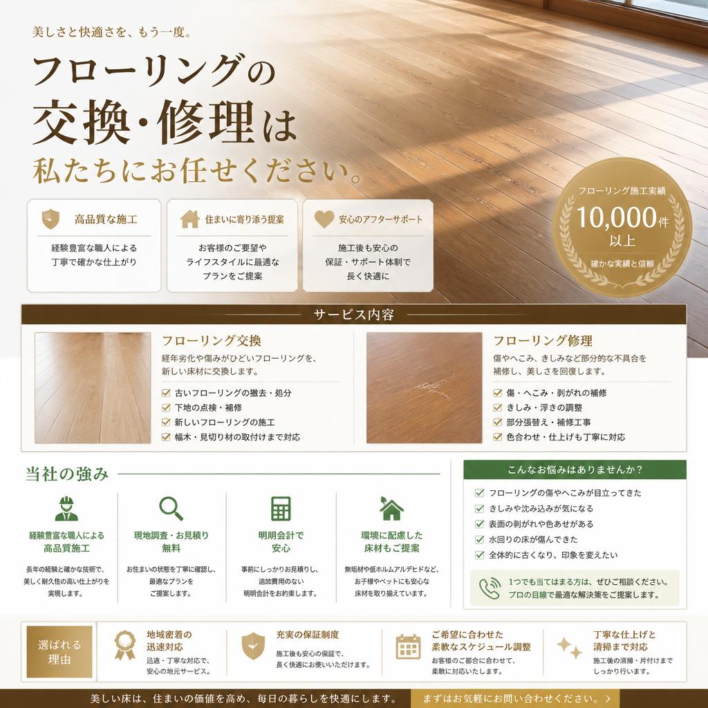 当社のフローリング交換・修理サービス