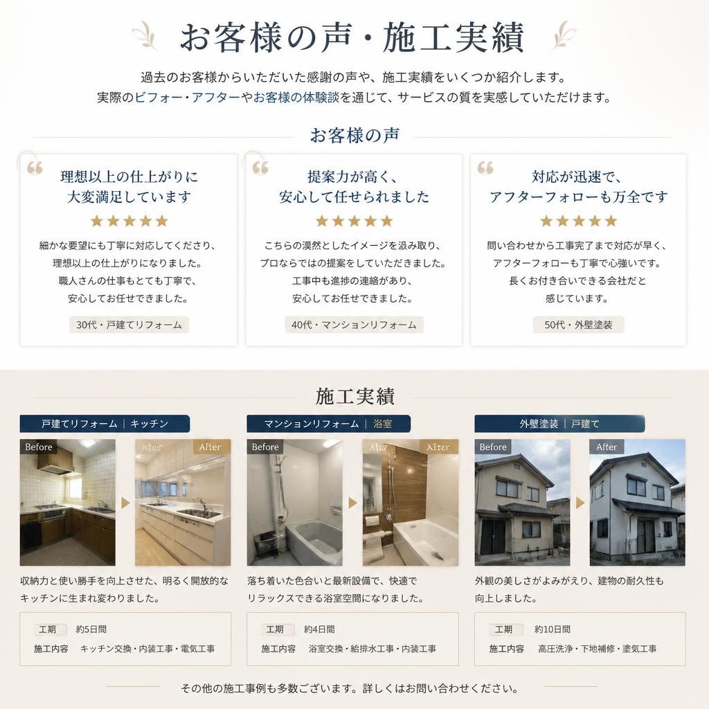 お客様の声と実績