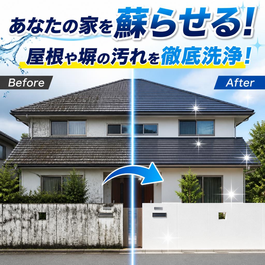 あなたの家を蘇らせる！屋根や塀の汚れを徹底洗浄！