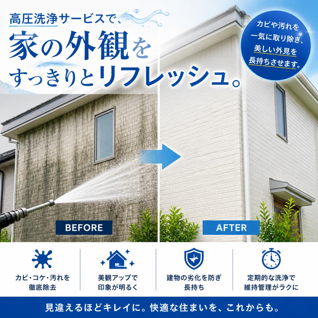 高圧洗浄で外周りを一新