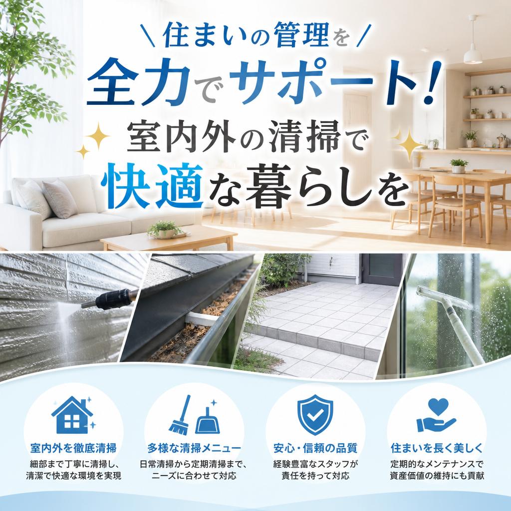 住まいの管理を全力でサポート！室内外の清掃で快適な暮らしを