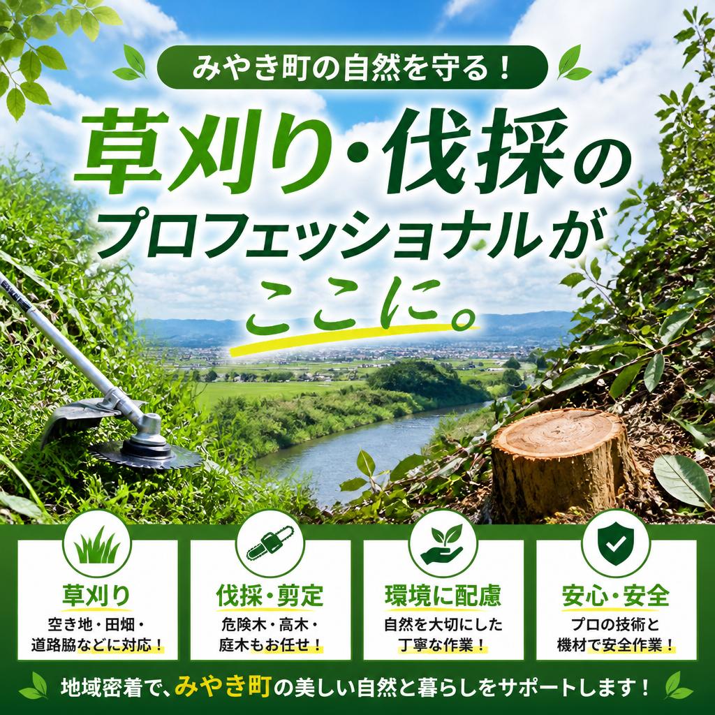 みやき町の自然を守る！草刈り・伐採のプロフェッショナルがここに。