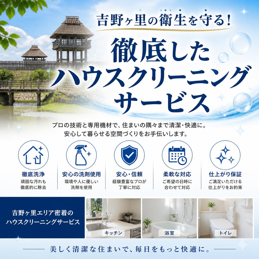 吉野ヶ里の衛生を守る！徹底したハウスクリーニングサービス