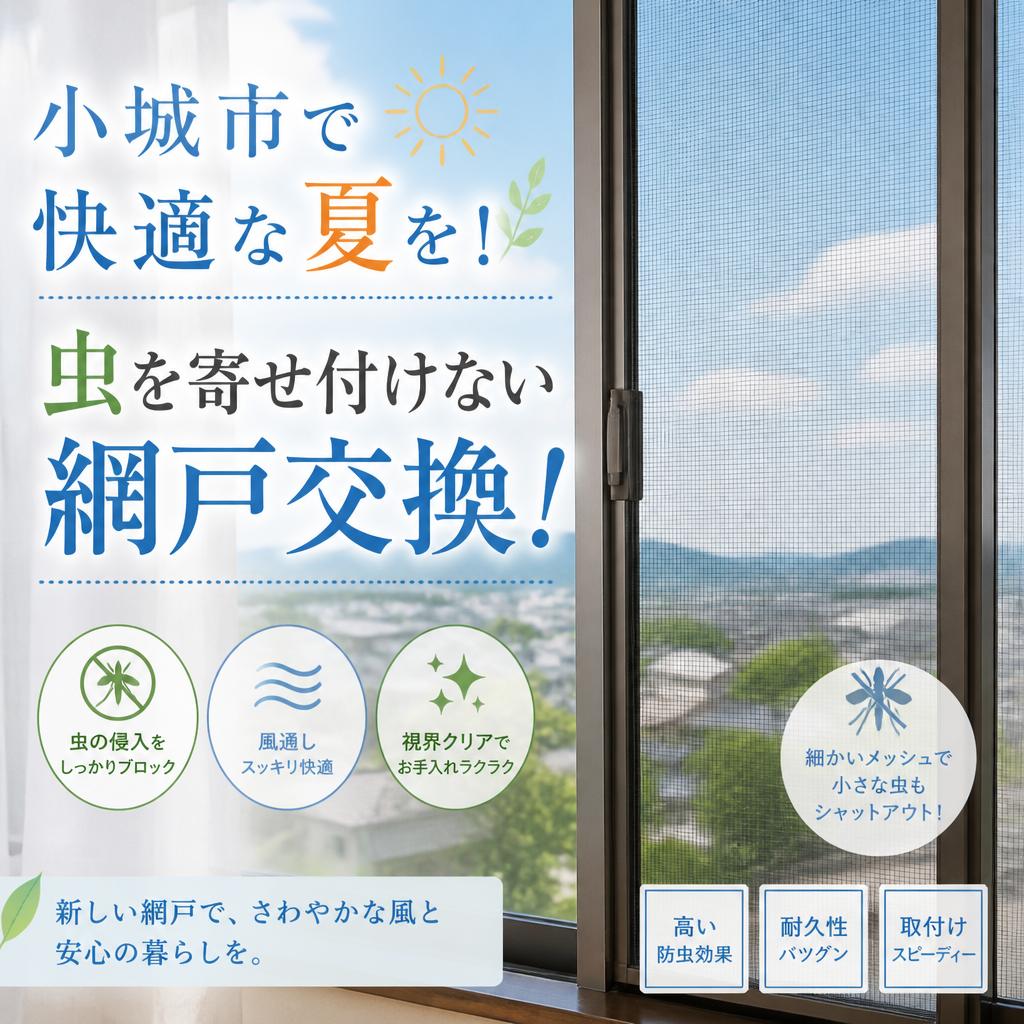 小城市で快適な夏を！虫を寄せ付けない網戸交換！