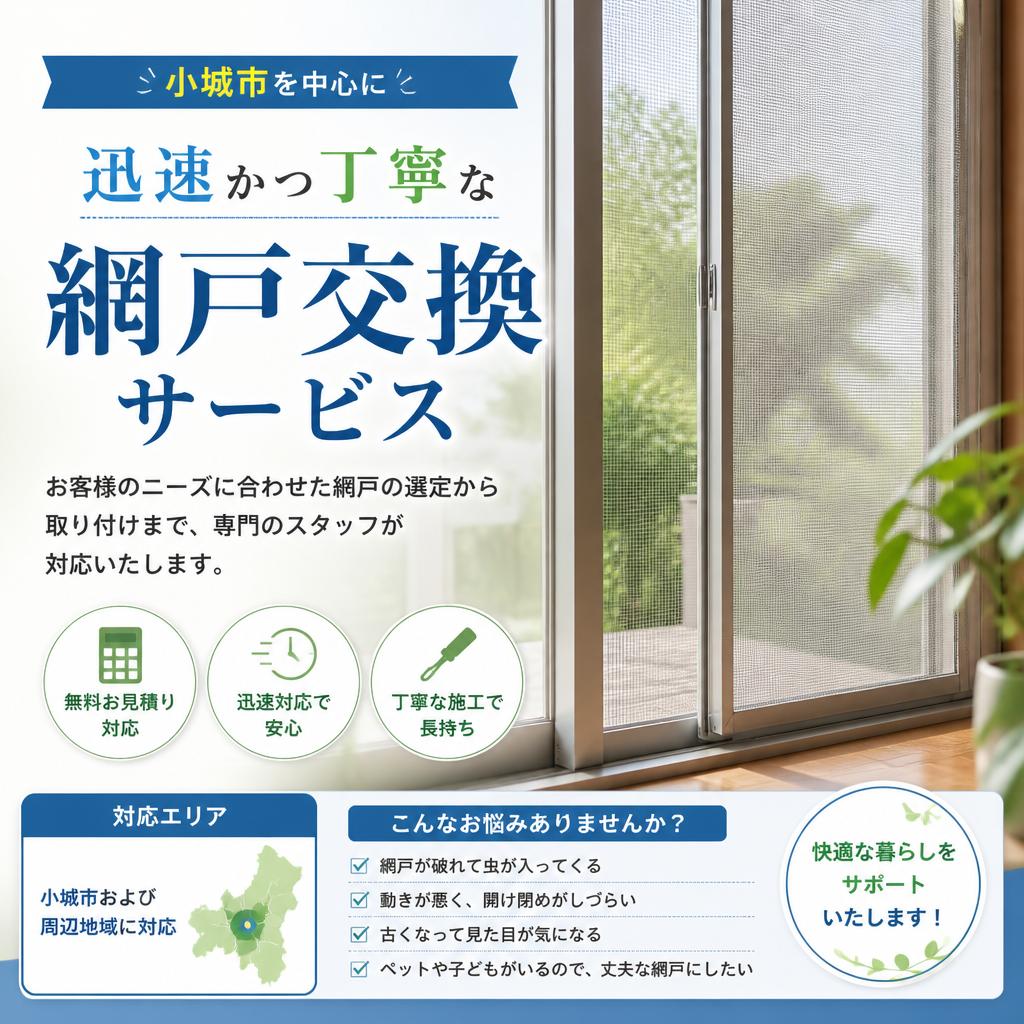 小城市での網戸交換サービス