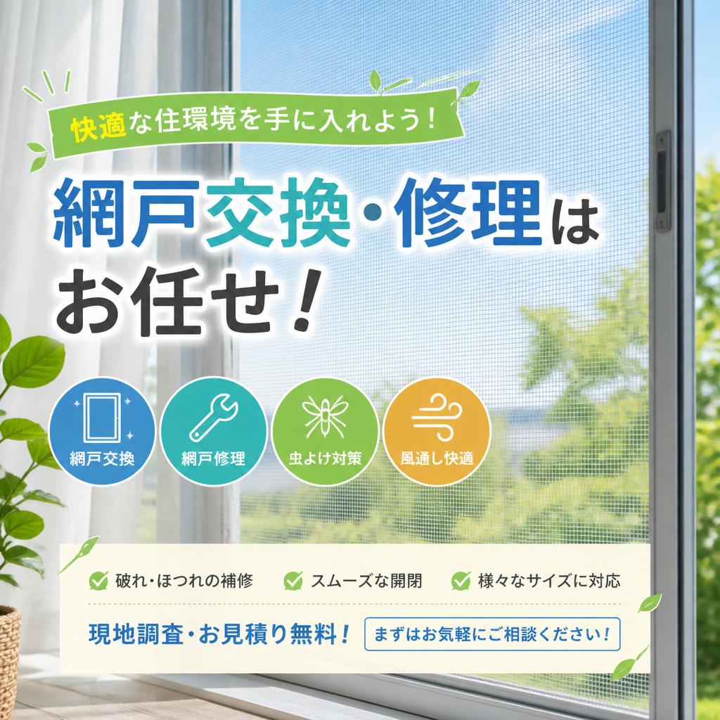 快適な住環境を手に入れよう！網戸交換・修理はお任せ！