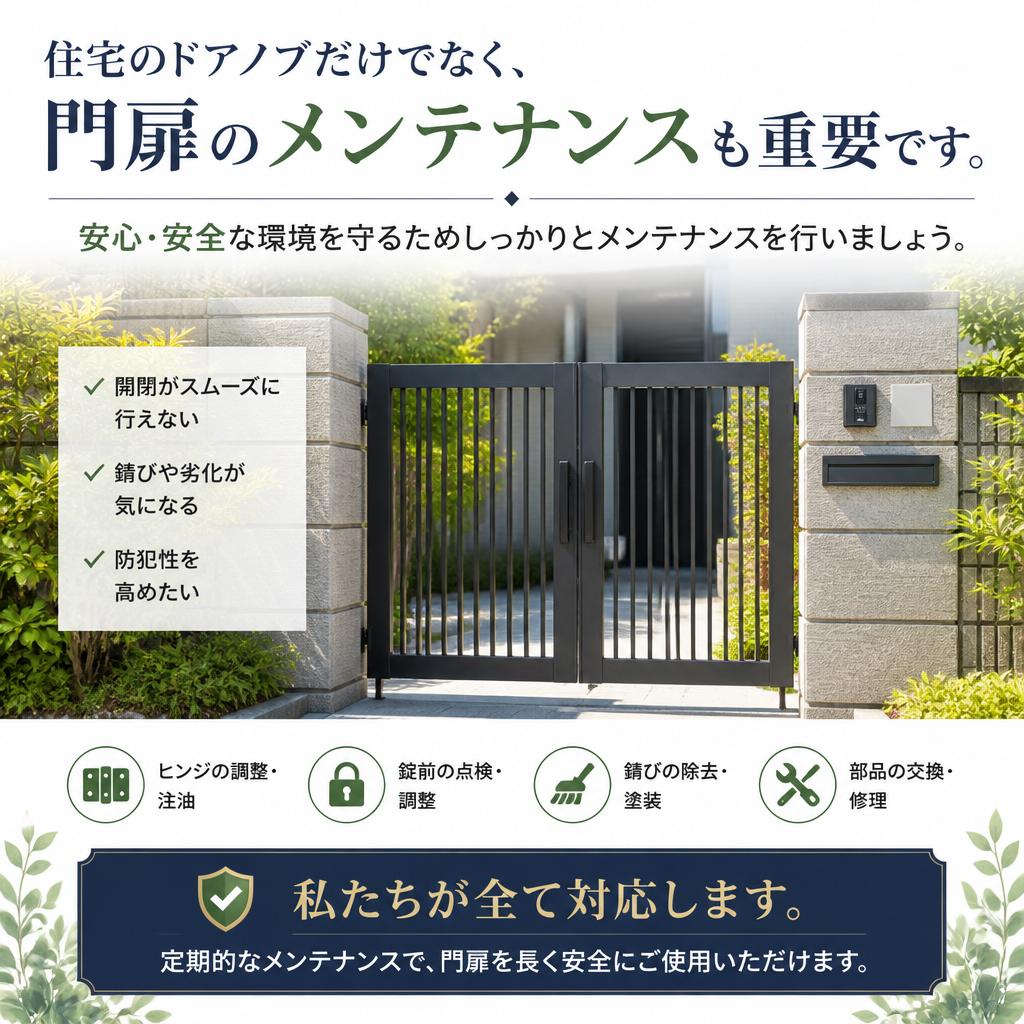 4. 門扉のメンテナンスがカギ