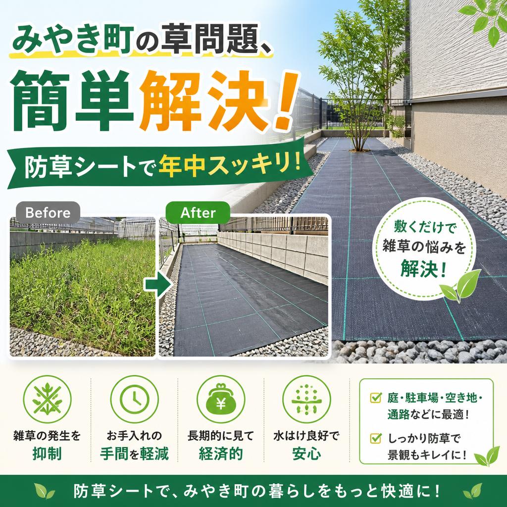 みやき町の草問題、簡単解決！防草シートで年中スッキリ！