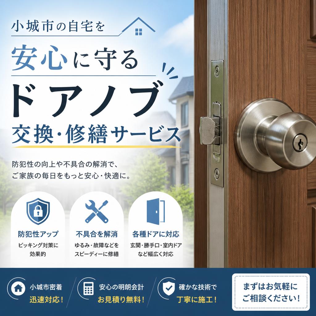 小城市の自宅を安心に守る、ドアノブ交換・修繕サービス